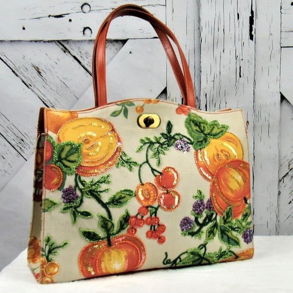 Isabella Fiore Handbags - Vintage Isabella Fiore Fruit Embellished Handbag
